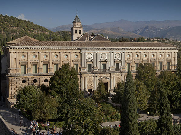 Main façade of the Palace of  Charles V, built by the Emperor during his stay at the Alhambra in 1526