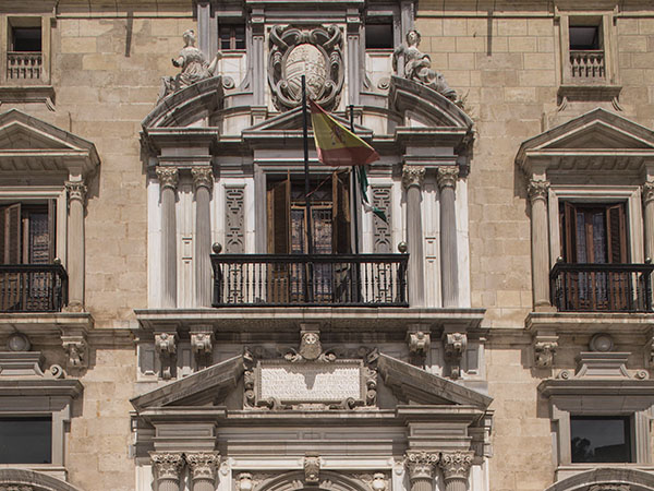 Main entrance to the Royal Chancellery of Granada, a late 16th century Mannerist work by Francisco del Castillo