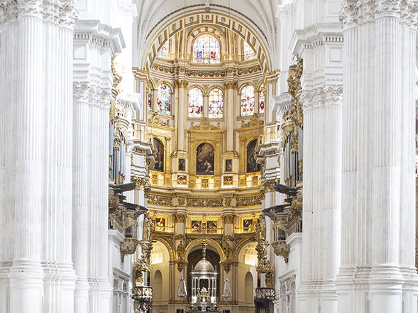 Basilica-plan section of the cathedral designed by Diego de Siloé, an architect from Burgos who drew inspiration from High Renaissance models