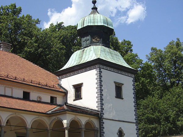 Sucha Beskidzka. Castle in Sucha Beskidzka, tower detail